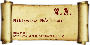 Miklovicz Márton névjegykártya